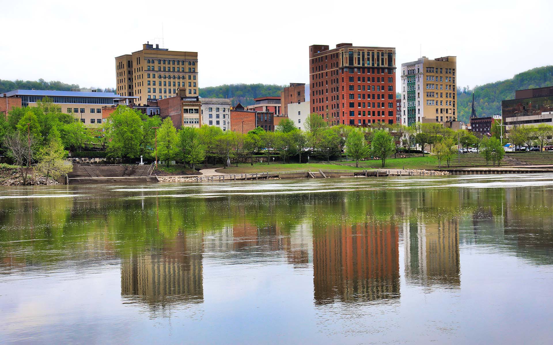 Contact - West Virginia Buildings Reflected in the Ohio River