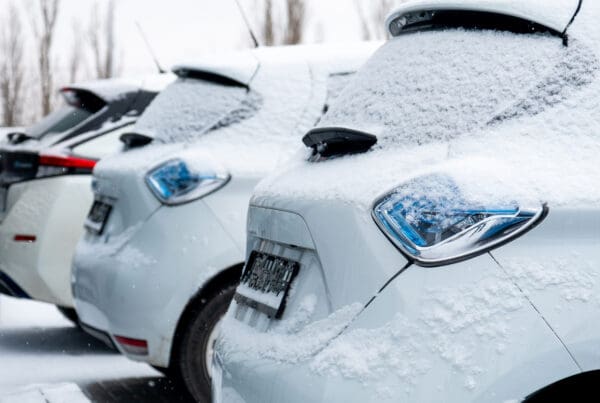 cars parked in the winter