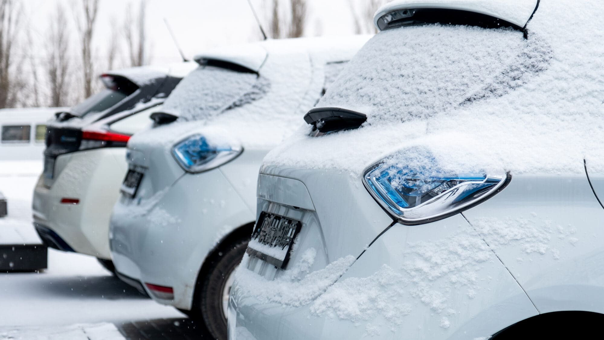 cars parked in the winter